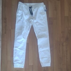 Classic White Men's Joggers with Drawstring